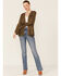 Image #4 - Vocal Women's Dark Olive Tiered Fringe Faux Suede Open-Front Jacket, , hi-res