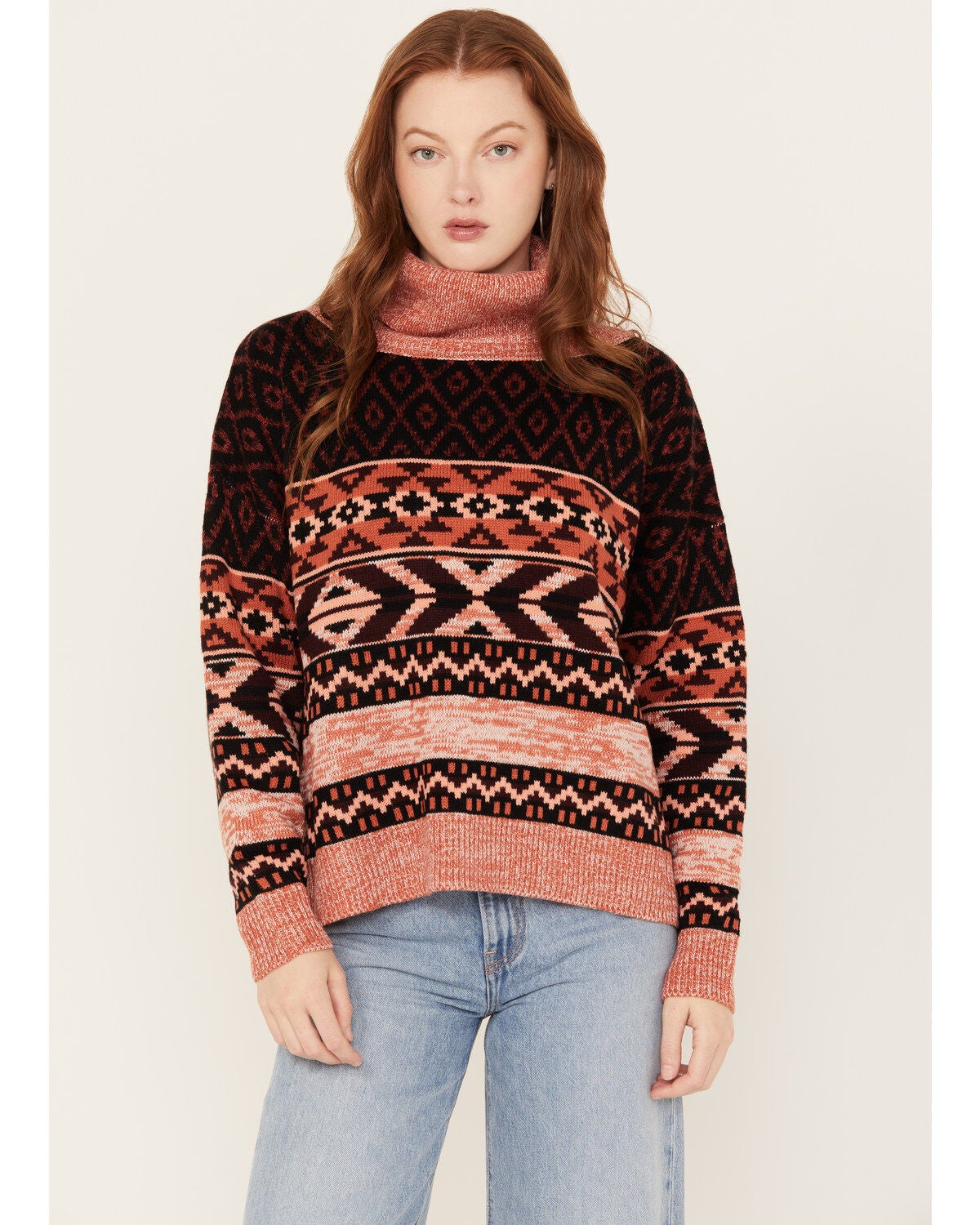 Wrangler Retro Women's Cowl Neck Long Sleeve Sweater, Multi, hi-res