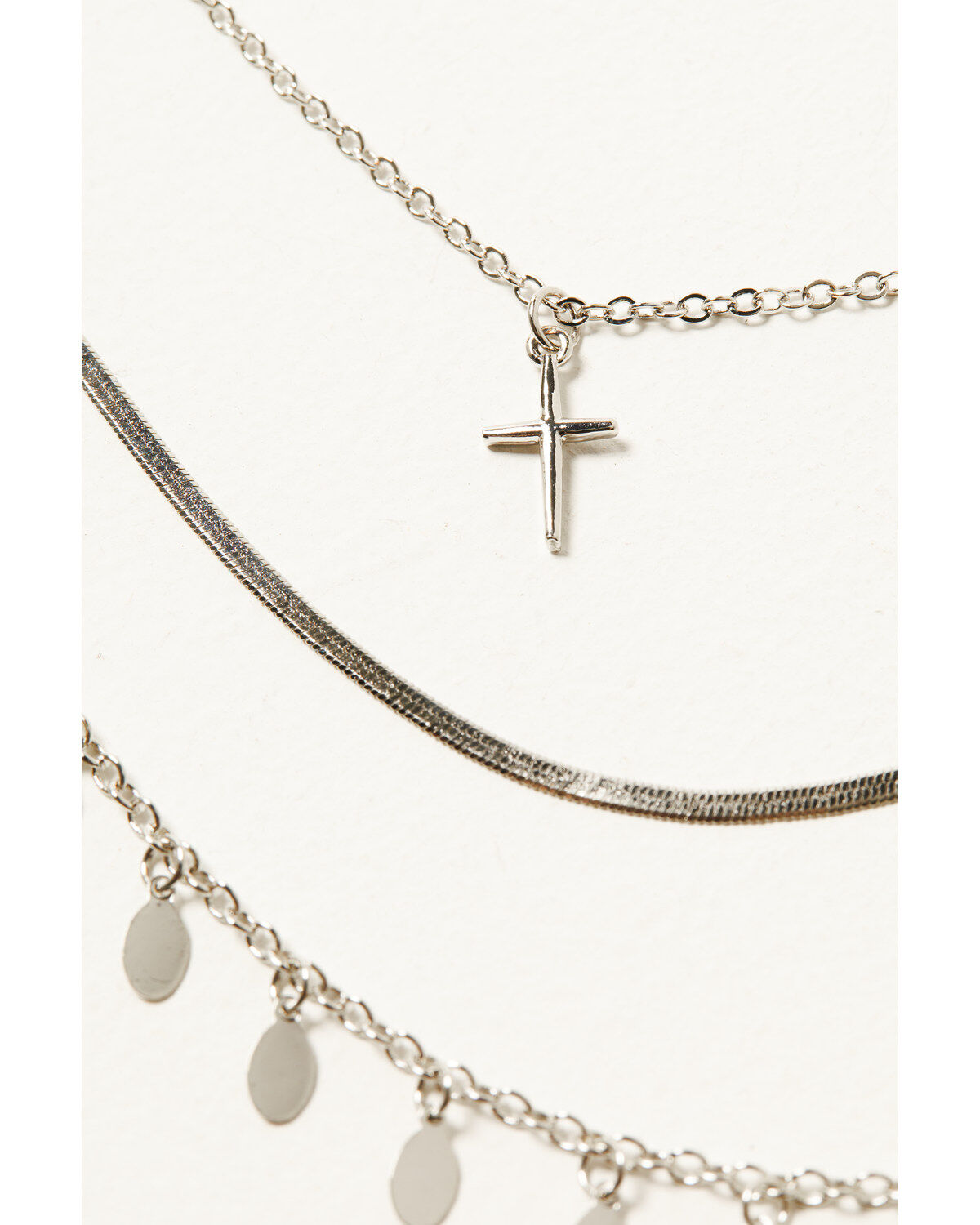 Image #2 - Shyanne Women's Layered Chain Cross and Dangle Necklace, Silver, hi-res