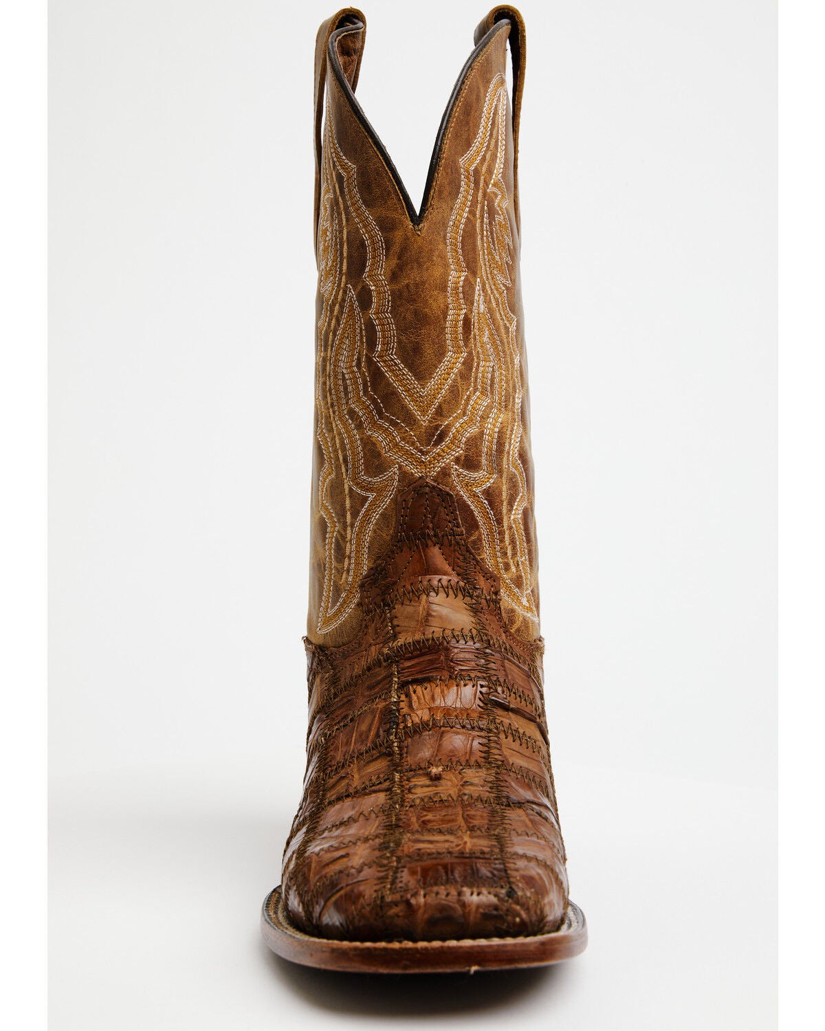 Image #4 - Circle G Men's Orix Caiman Patchwork Western Boots - Broad Square Toe, Tan, hi-res