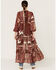 Flying Tomato Women's Floral Print Patchwork Duster Dress, Burgundy, hi-res