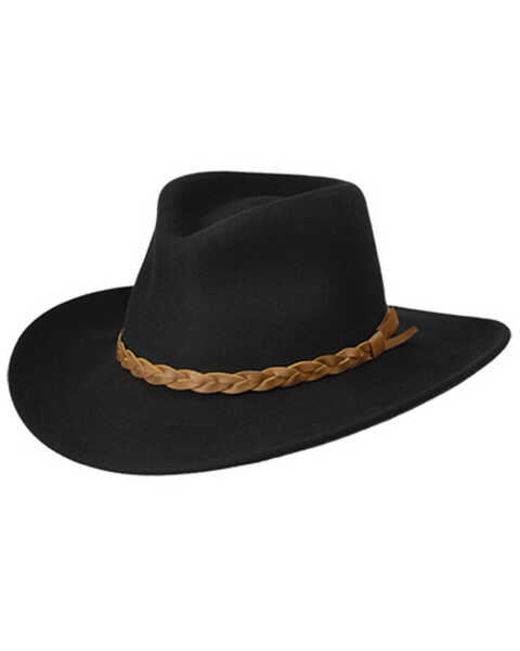 Master Hatters Men's Traveler Crushable Felt Western Fashion Hat, Black, hi-res