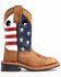 Cody James Boys' USA Flag Western Boots - Wide Square Toe, Brown, hi-res