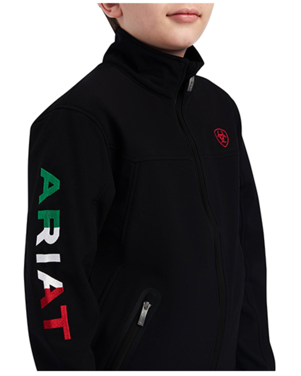 Image #2 - Ariat Boys' Mexico Flag Logo Embroidered Softshell Jacket, , hi-res