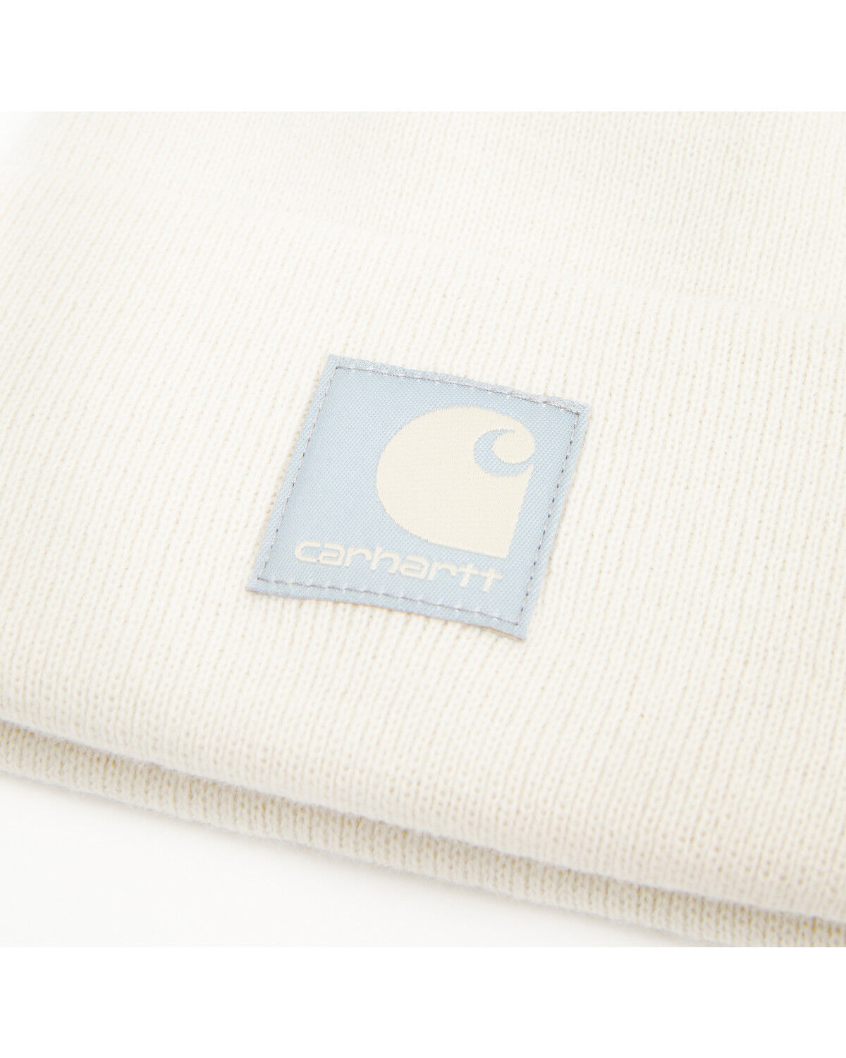 Image #2 - Carhartt Knit Cuffed Logo Satin Lined Beanie, Oatmeal, hi-res