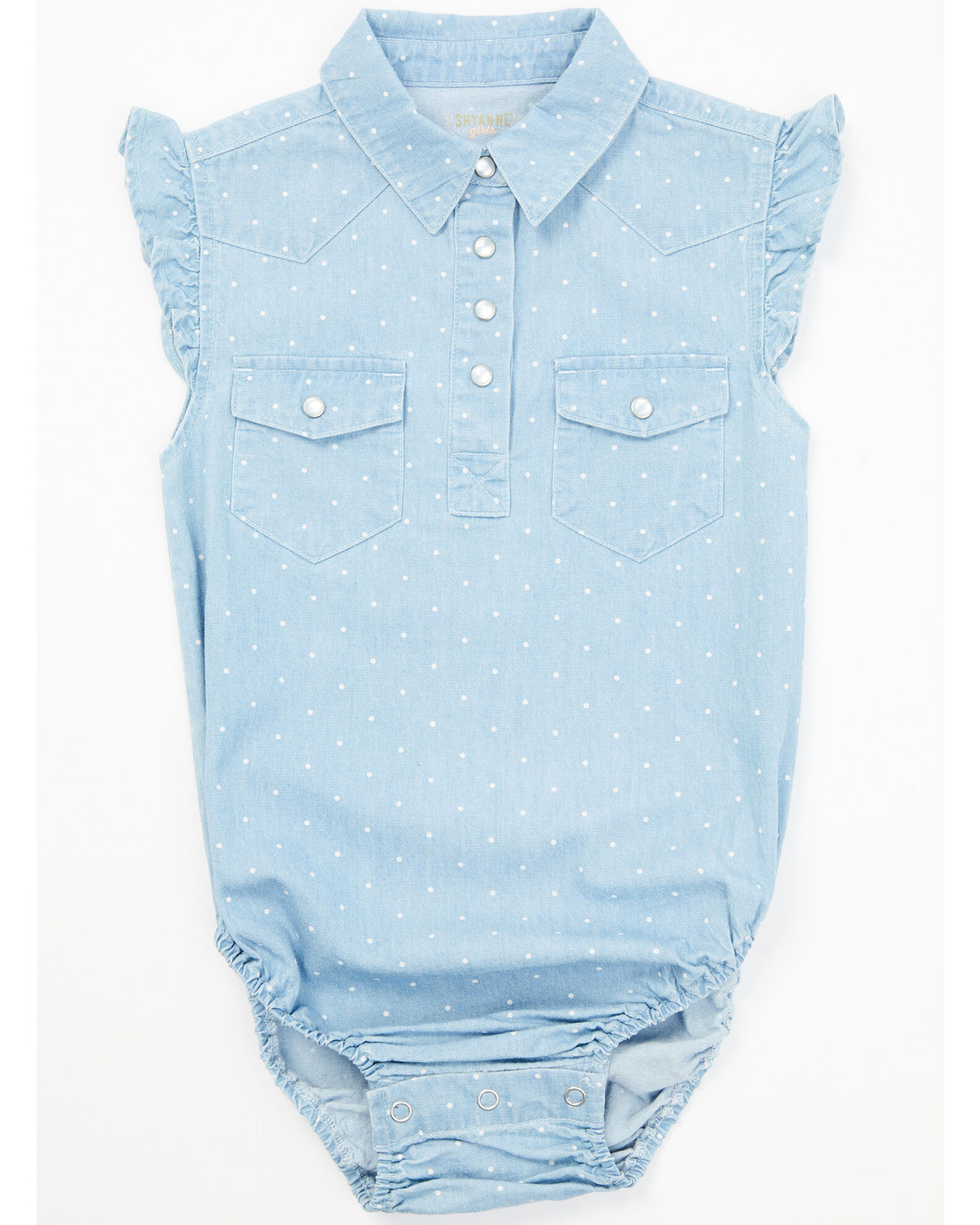 Shyanne Infant Girls' Chambray Flutter Western Onesie