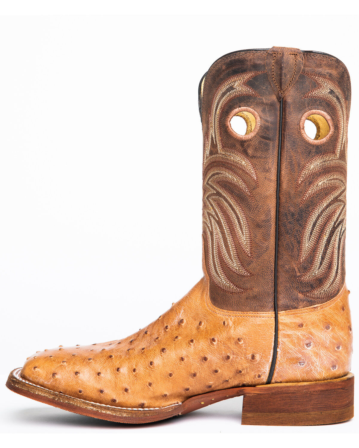 Image #3 - Justin Men's Cognac Ostrich Western Boots - Wide Square Toe, , hi-res