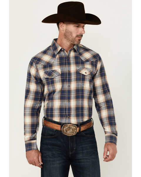 Cody James Men's Harvest Plaid Print Long Sleeve Snap Western Shirt , Cream, hi-res