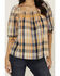 Image #3 - Cleo + Wolf Women's Bowie Plaid Print Short Sleeve Shirt, Light Orange, hi-res