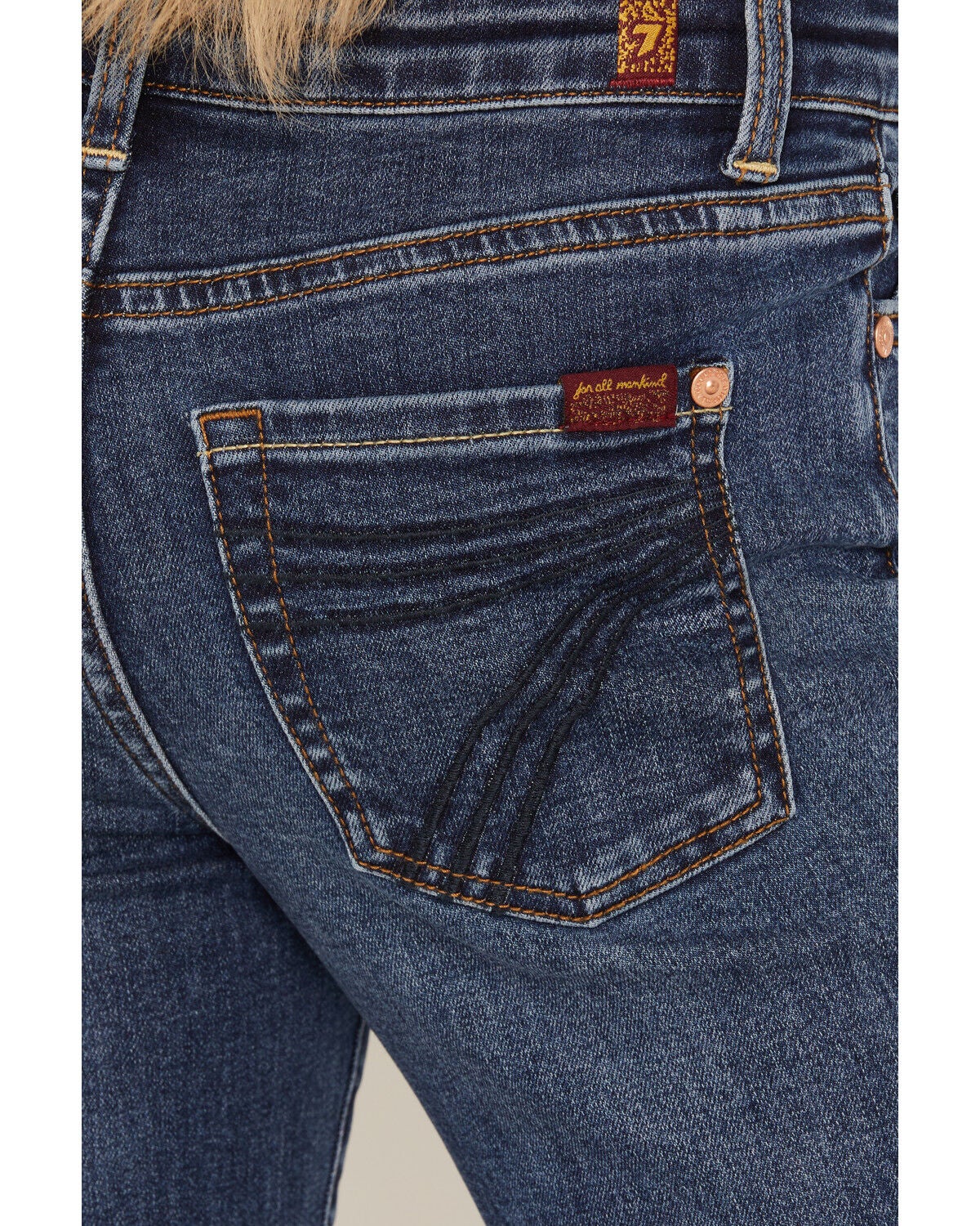 Image #4 - 7 For All Mankind Girls' Melrose Dark Wash Mini Dojo Trouser Stretch Denim Jeans, Blue, hi-res