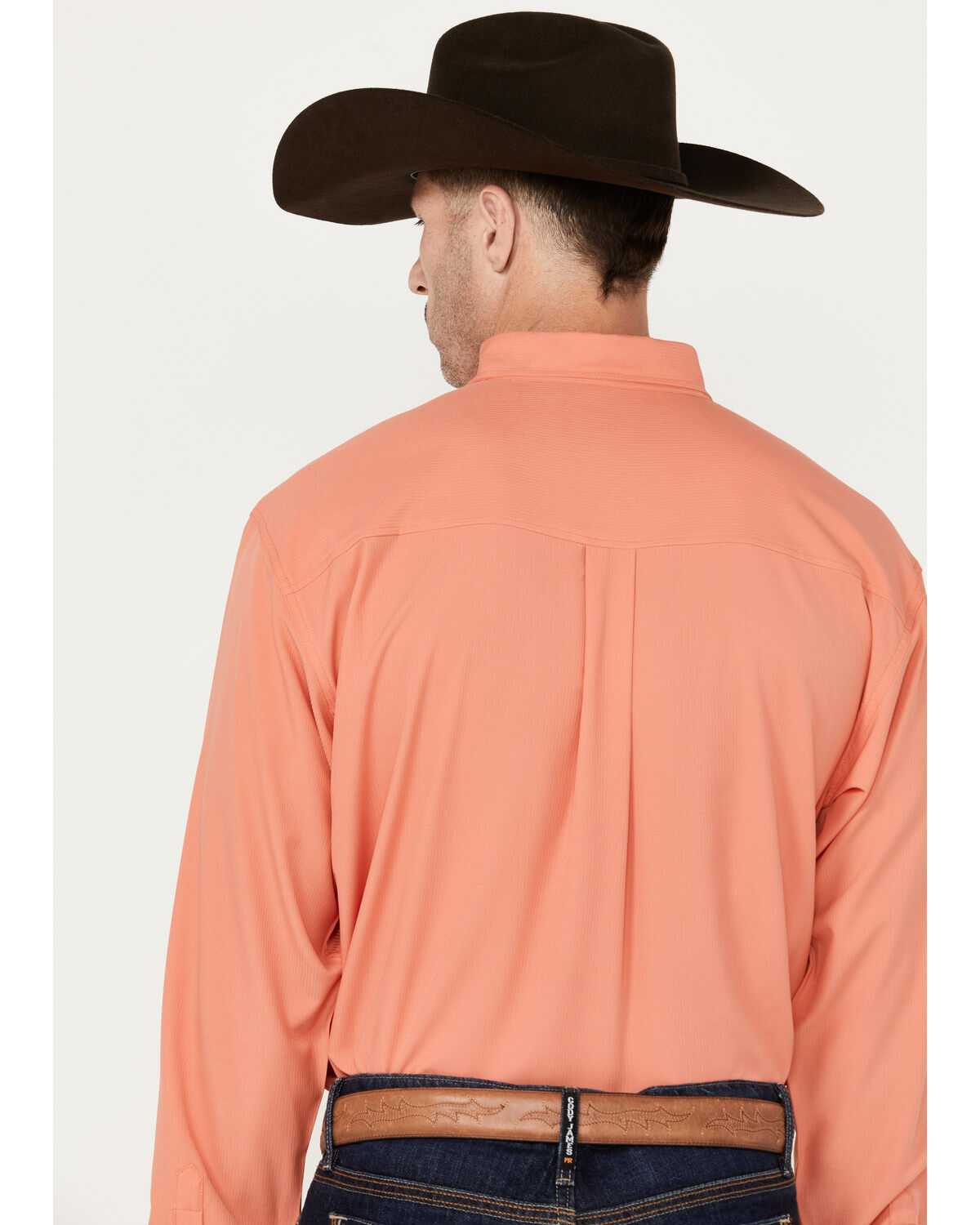 Image #4 - Cinch Men's ARENAFLEX® Solid Long Sleeve Button-Down Western Shirt, Coral, hi-res