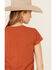 White Crow Women's Flocked Thunderbird Graphic Rolled Cuff Short Sleeve Tee , Rust Copper, hi-res
