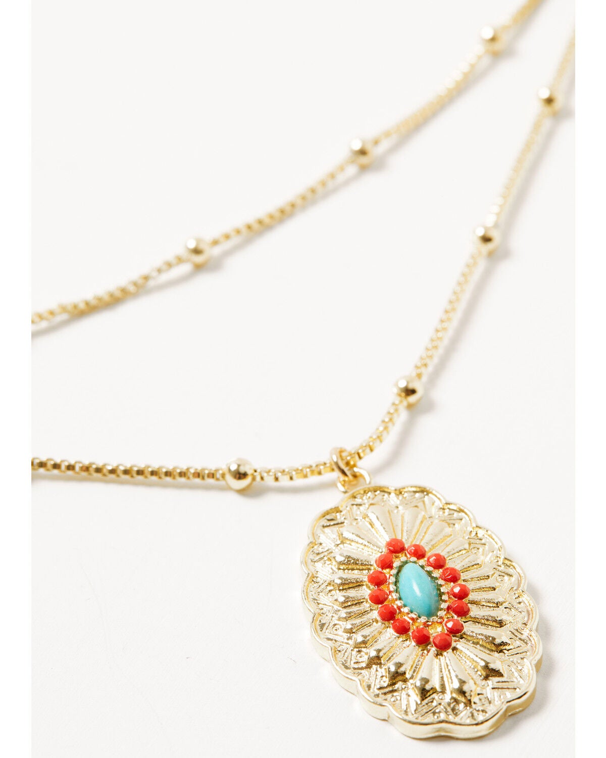 Image #2 - Shyanne Women's Concho Beaded Layered Necklace, Gold, hi-res