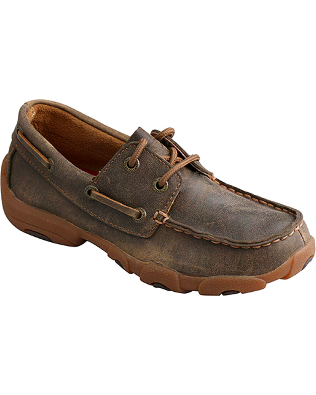Image #1 - Twisted X Youth Boys' Brown Rubber Sole Driving Moccasins - Moc Toe , , hi-res