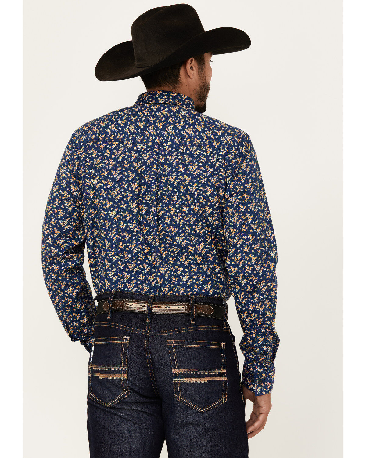 Image #4 - Cody James Men's El Camino Hills Floral Print Long Sleeve Button-Down Stretch Western Shirt, Navy, hi-res