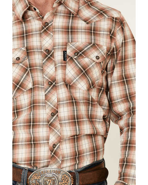 Image #3 - Outback Trading Co. Men's Brown Logan Performance Plaid Long Sleeve Western Flannel Shirt, Brown, hi-res
