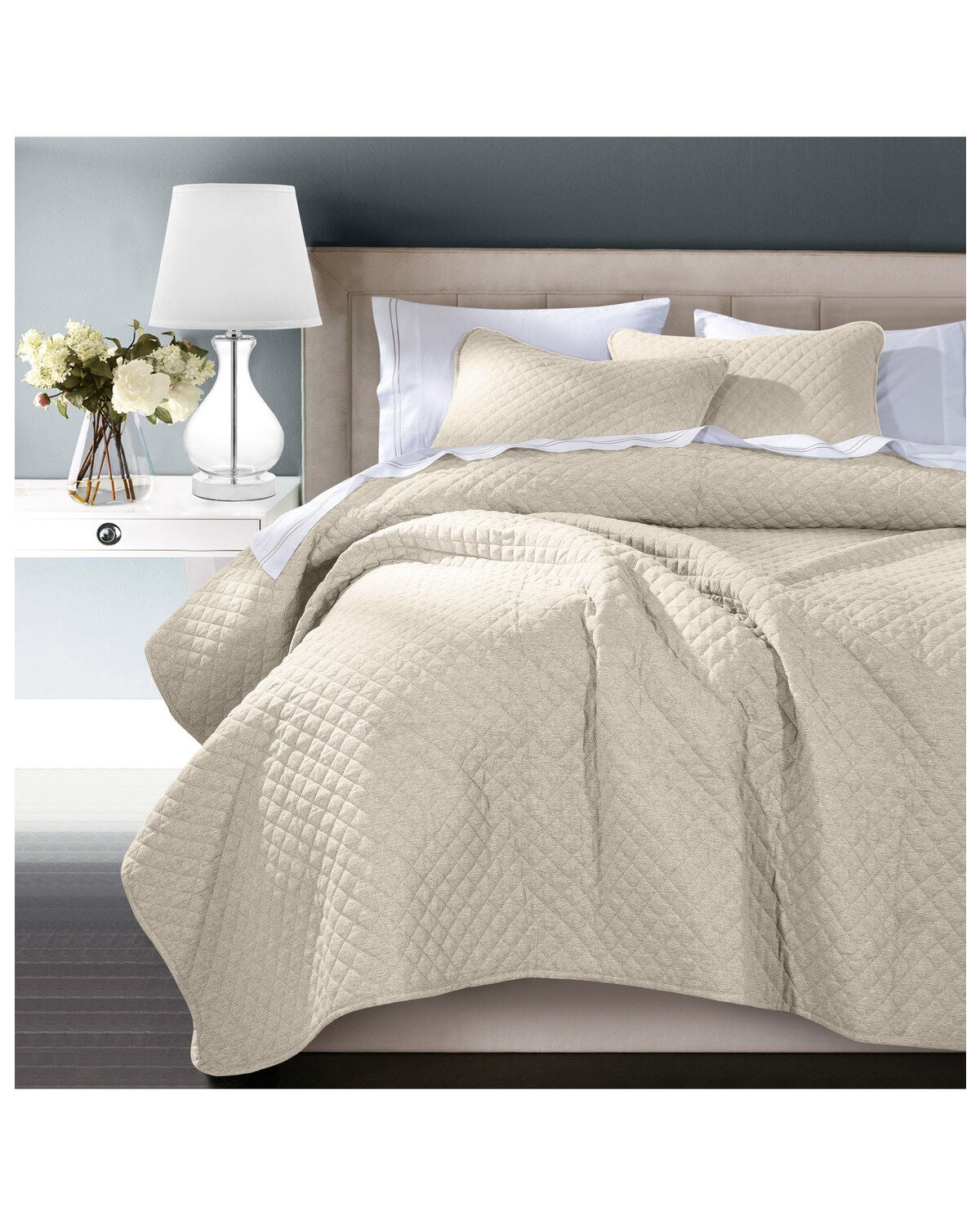 HiEnd Accents Anna King Coverlet Set - 3 Piece, Tan, hi-res