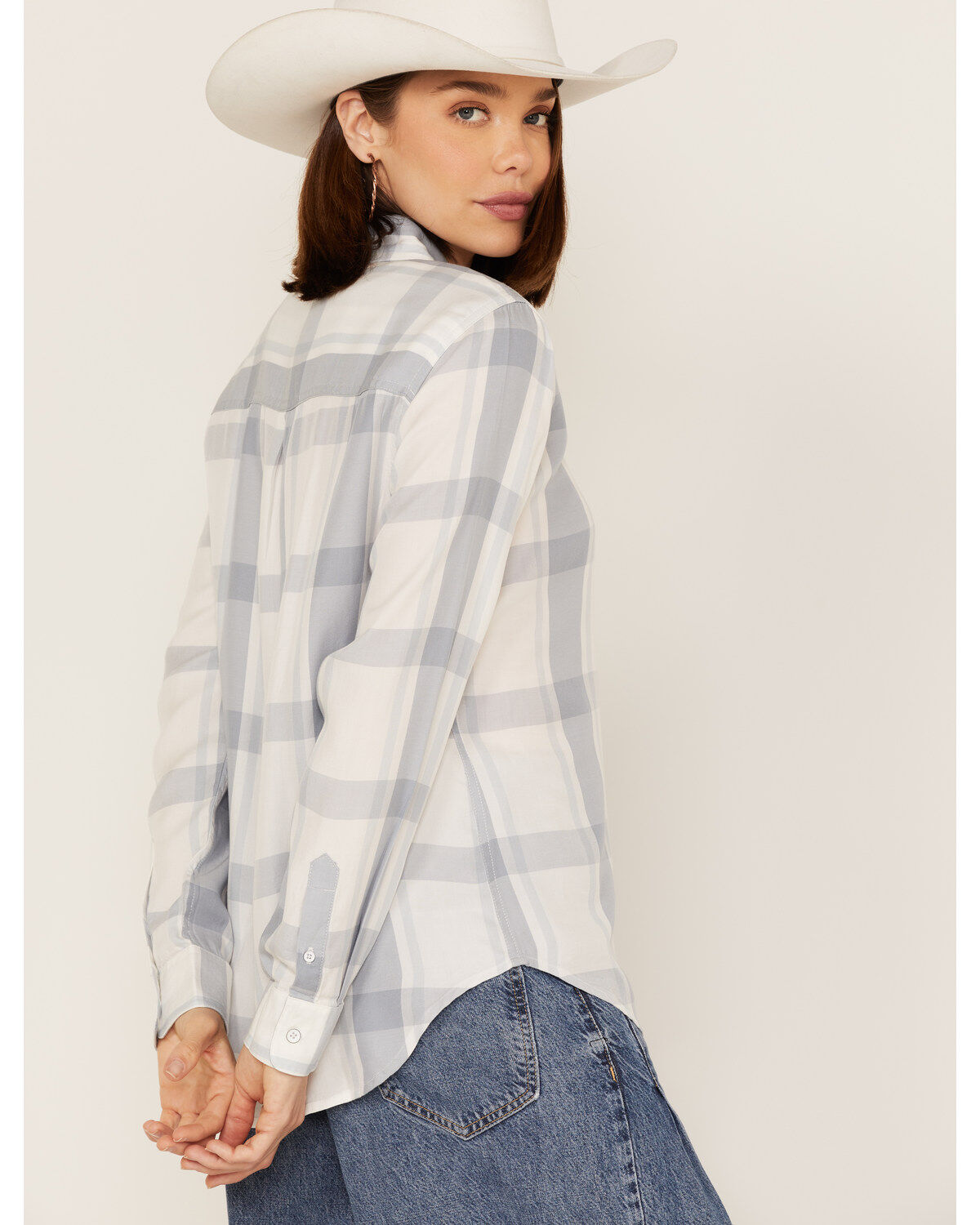 Image #4 - Flag & Anthem Women's Desert Son Long Sleeve Plaid Shirt, Blue/white, hi-res