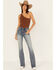 Image #3 - Shyanne Women's Medium Wash Aria Novelty Back Pocket Mid Rise Bootcut Stretch Denim Jeans, Medium Wash, hi-res