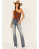 Image #3 - Shyanne Women's Medium Wash Aria Novelty Back Pocket Mid Rise Bootcut Stretch Denim Jeans , Medium Wash, hi-res
