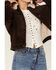 Cleo + Wolf Women's Corduroy Sherpa Trucker Jacket, Chocolate, hi-res