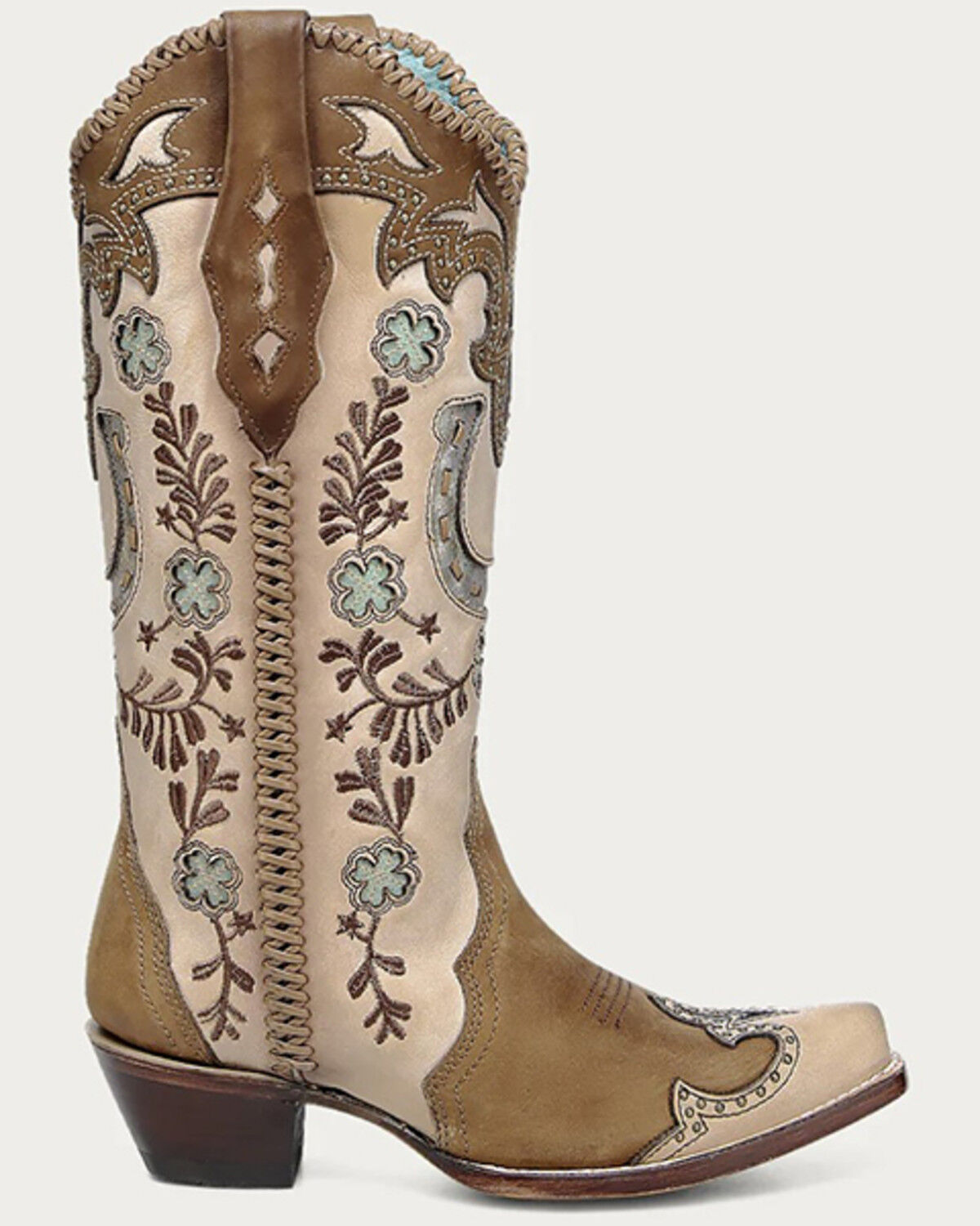 Image #2 - Corral Women's Honey Horseshoe Overlay Western Boots - Snip Toe, Honey, hi-res