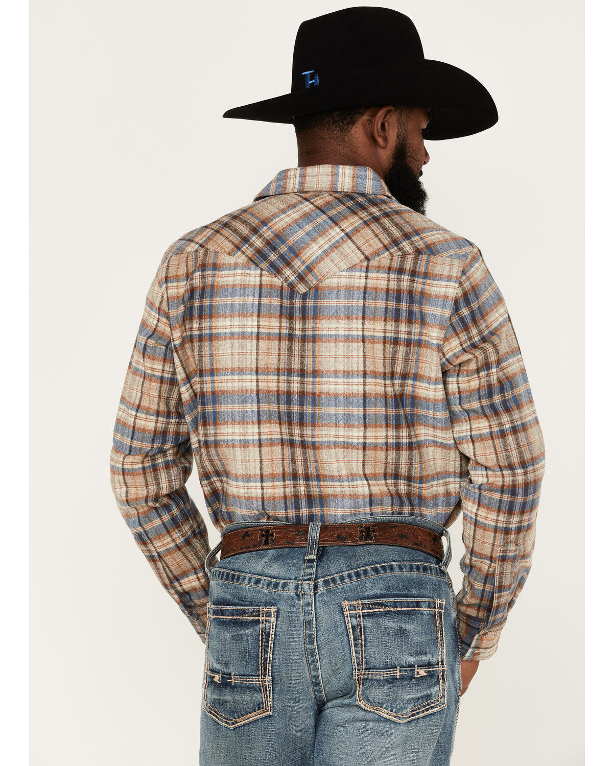 Image #4 - Pendleton Men's Canyon Small Plaid Snap Western Flannel Shirt, Brown, hi-res