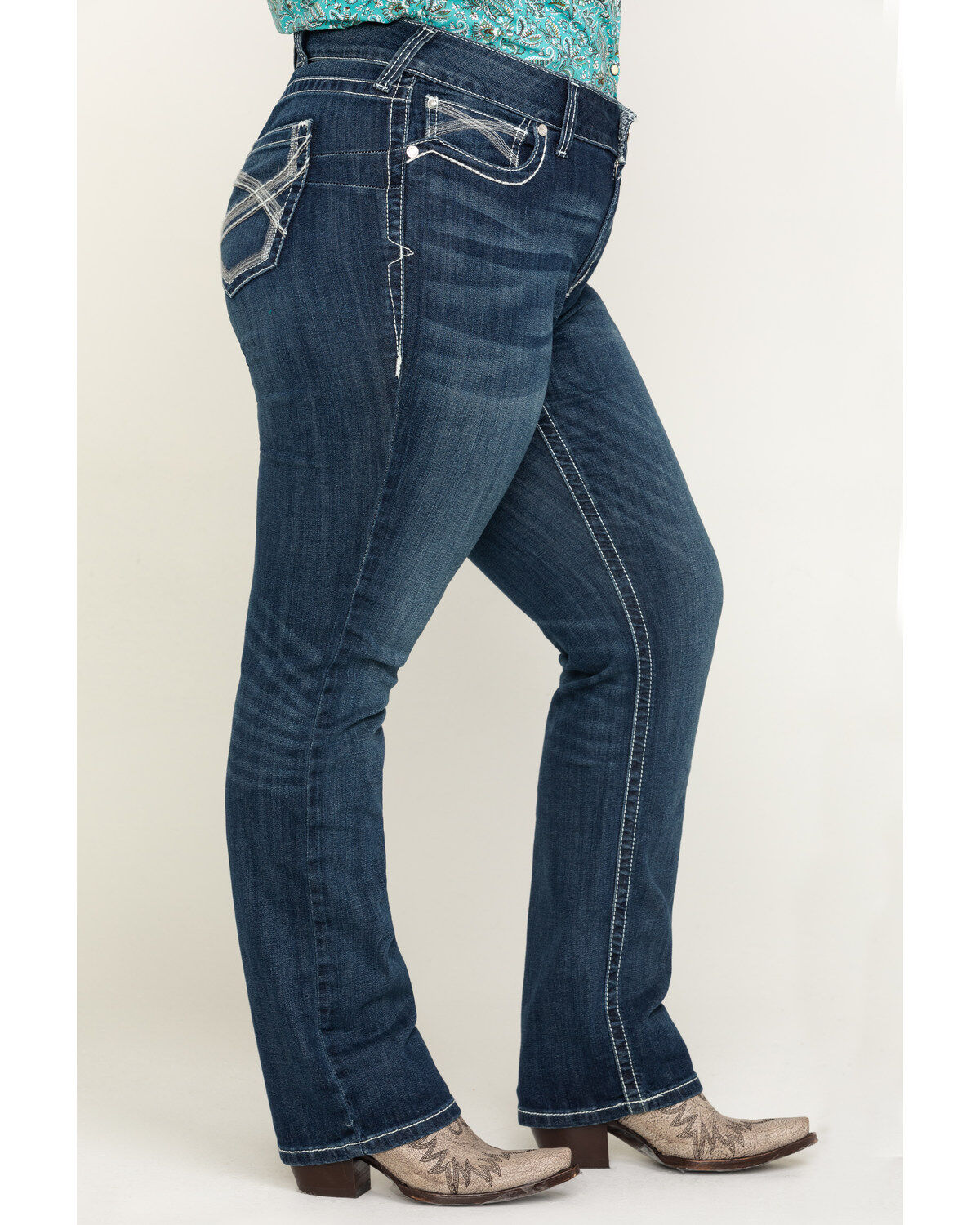 Image #3 - Ariat Women's R.E.A.L. Dresden Ivy Stackable Straight Jeans- Plus, , hi-res