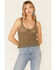 Very J Women's Crochet Knit Sweater Tank Top, Olive, hi-res