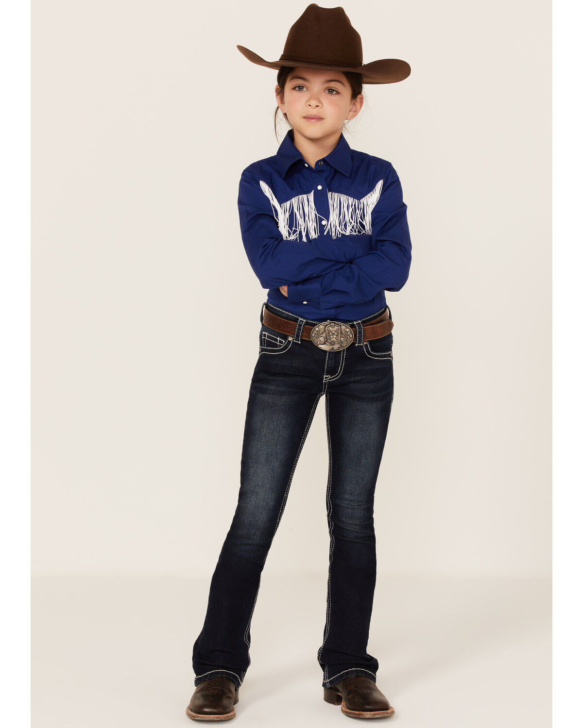 Image #3 - Shyanne Girls' Fringe Long Sleeve Western Snap Shirt, , hi-res