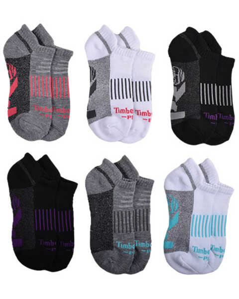 Timberland PRO Women's Contrast Logo No-Show Socks - 6 Piece, Multi, hi-res