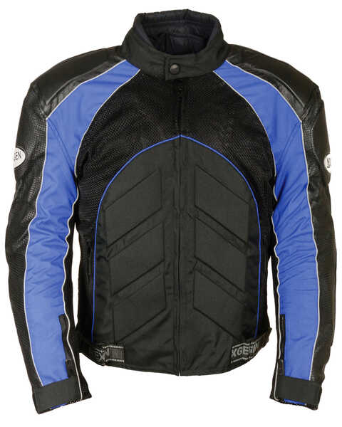 Image #1 - Milwaukee Leather Men's Combo Leather Textile Mesh Racer Jacket, Black/blue, hi-res