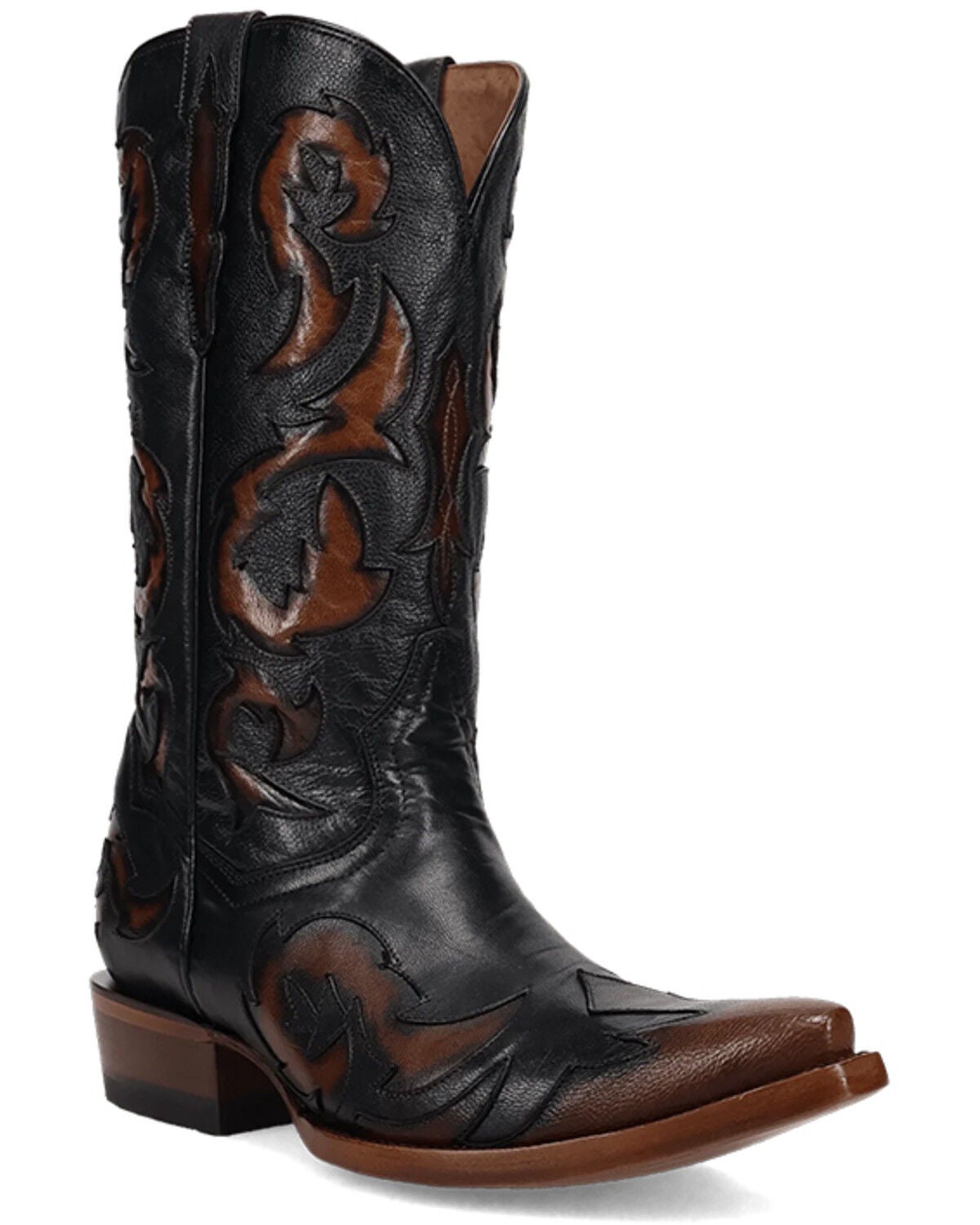 Image #1 - Dan Post Men's Tularosa Inlay Tall Western Boots - Snip Toe, Black, hi-res