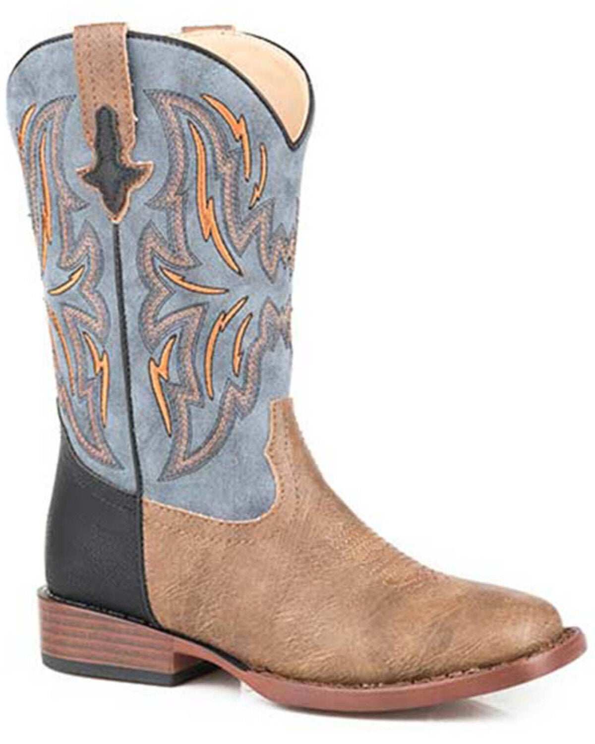 Roper Little Boys' Dalton Western Boots - Broad Square Toe, Tan, hi-res