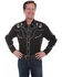 Image #1 - Scully Men's Skulls, Guns N Cards Embroidered Yoke Long Sleeve Pearl Snap Western Shirt - Big, Black, hi-res