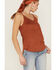 Image #2 - Shyanne Women's Faux Suede Solid Ladder Lace Trim Cami, Rust Copper, hi-res