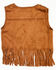 Image #3 - Fornia Girls' Whipstitch Fringe Faux Suede Vest, Camel, hi-res