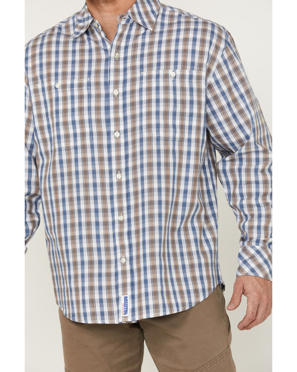 Image #3 - Resistol Men's Starke Small Plaid Long Sleeve Button Down Western Shirt, White, hi-res