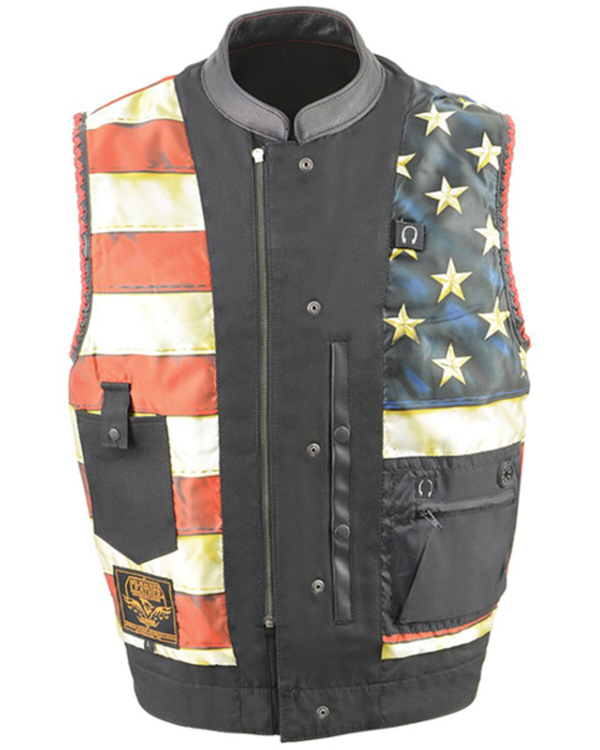Image #4 - Milwaukee Leather Men's Old Glory Laced Arm Hole Concealed Carry Leather Vest, Black, hi-res