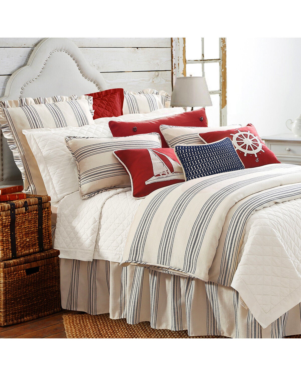 HiEnd Accents Prescott Striped Print Queen Comforter Set - 3 Piece, Taupe, hi-res