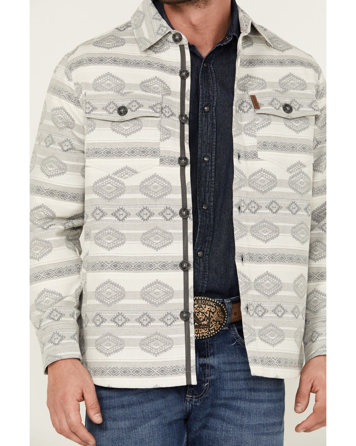 Image #3 - Cinch Men's Southwestern Jacquard Print Shirt Jacket, , hi-res