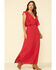 Image #1 - Stetson Women's Red Textured Ruffle Maxi Dress, Red, hi-res
