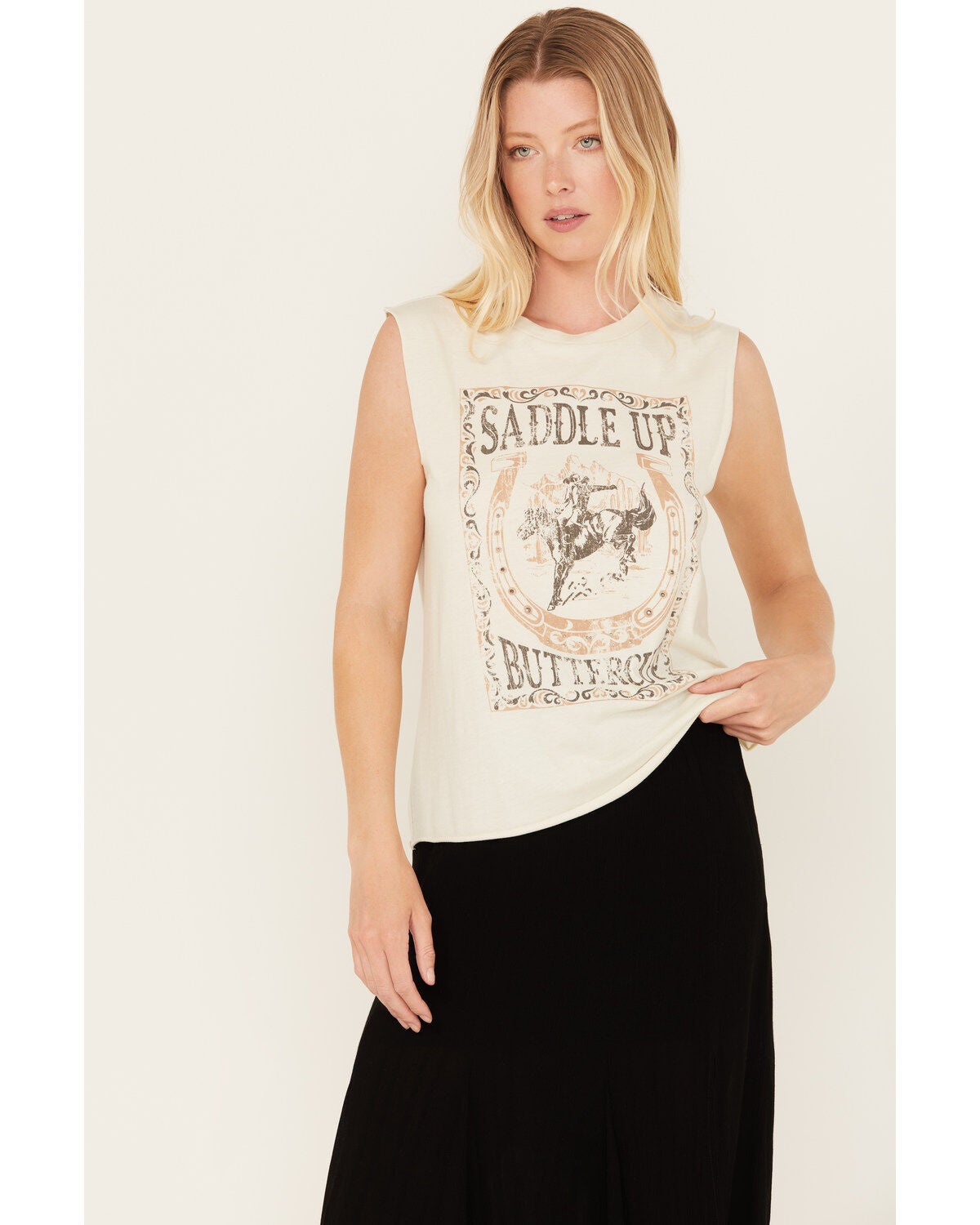 Idyllwind Women's Maude Saddle Up Buttercup Graphic Tank, Ivory, hi-res