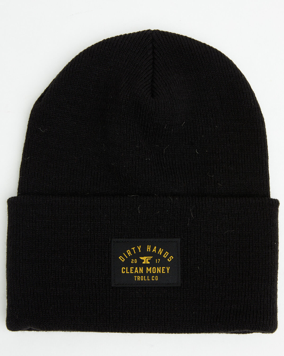 Image #1 - Troll Co Woven Label Beanie, Black, hi-res