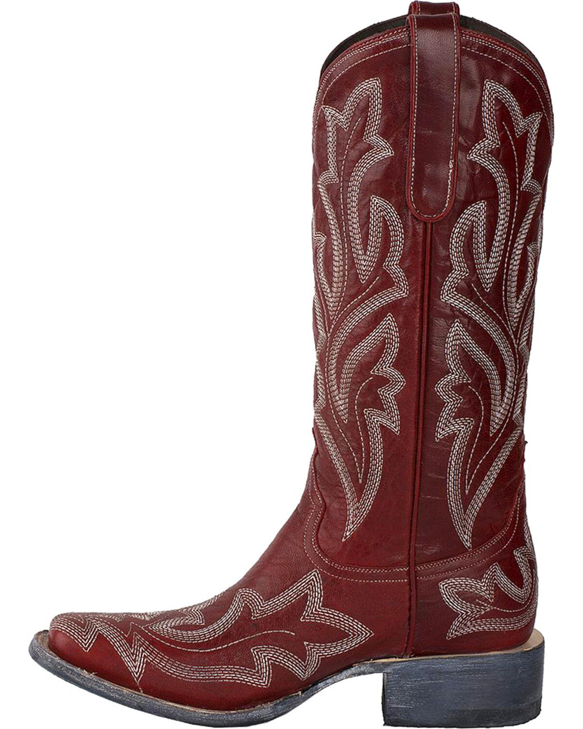 Image #3 - Lane Women's Saratoga Red Fancy Stitch Western Boots - Square Toe, , hi-res