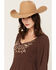 Image #2 - Shyanne Women's Piper Hanky Hem Embroidered Long Sleeve Mini Dress, Dark Brown, hi-res
