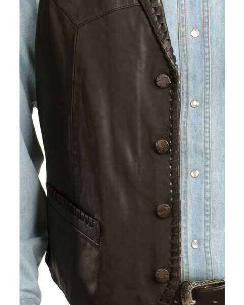 Image #2 - Scully Men's Whipstitch Leather Lapel Vest, Black, hi-res