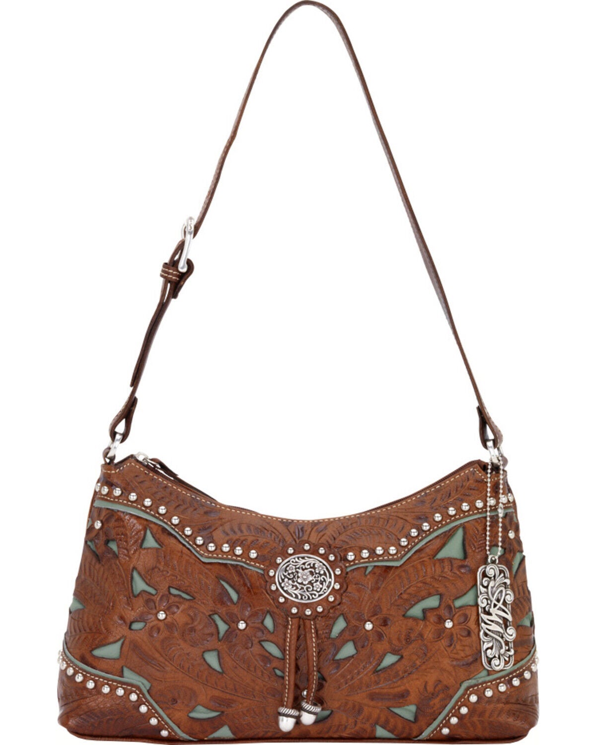 American West Lady Lace Shoulder Bag, Brown, hi-res