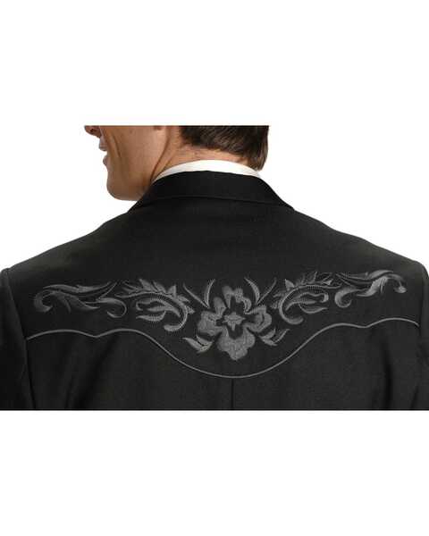 Image #2 - Scully Men's Floral Embroidery Western Jacket, Charcoal Grey, hi-res