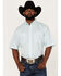 George Strait by Wrangler Men's Geo Print Short Sleeve Button Down Western Shirt , Turquoise, hi-res